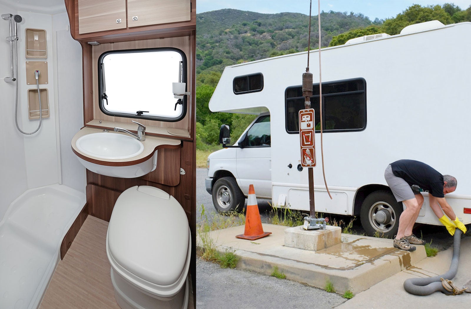 Portable RV/camper toilet and holding tank setup in Rome, New York